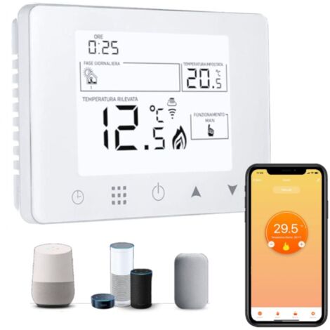 CRONOTERMOSTATO WIFI SMARTPHONE APP ALEXA GOOGLE TERMOSTATO DA PARETE O BOX 503 DISPLAY IN ITALIANO SMART LIFE TUYA HOMECLOUD