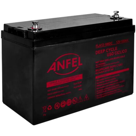 Batteria 12V 100Ah CICLICA Ricaricabile AGM Deep Cycle Solare Camper Barca Nautica UPS Sicurezza Veicoli Elettrici Impianti fotovoltaici SCARICA LENTA