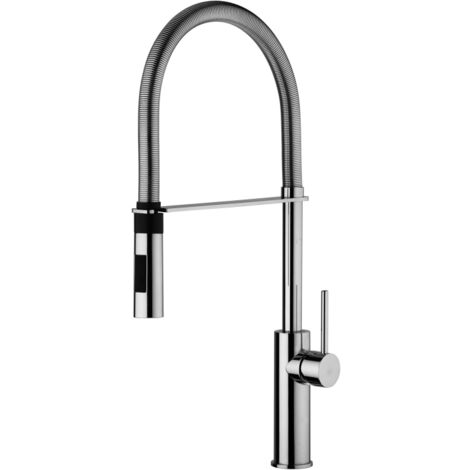 Mitigeur évier avec bec orientable et douchette 2 jets Paffoni Light LIG179CR Chromé (1/3)