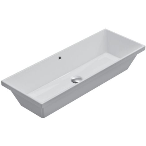 Ceramica Globo – Lavabo à encastrer FO075BI 75x34 cm – Céramique blanche avec traitement antibactérien BATAFORM® – Émaillage CERASLIDE® résistant aux taches