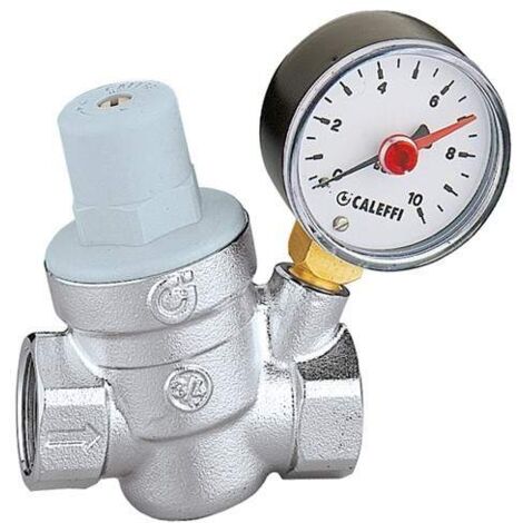Caleffi – Réducteur de pression d'eau chromé 1-6 bars – Manomètre 0-10 bars – Cartouches et filtres amovibles – Pour plomberie domestique