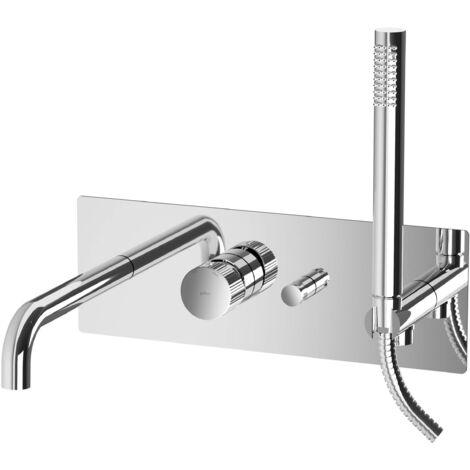 Paffoni – Mitigeur de baignoire JO001CR – Encastré chromé en laiton – Douchette anti-calcaire incluse – Inverseur 2 voies pour baignoire et douche (1/4)