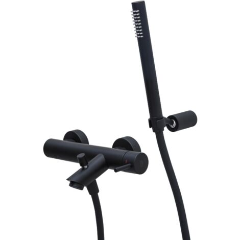 Mitigeur de baignoire mural de couleur noir mat avec douche Paffoni Light LIG023NO Noir mat (1/2)