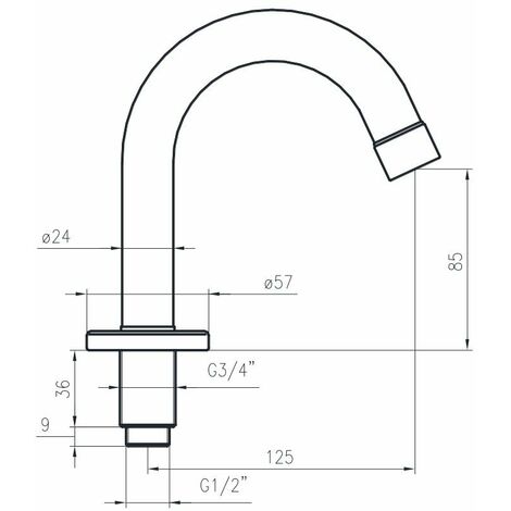 Idral 02027/E bec fixe avec montage en saillie  Chromé - Laiton