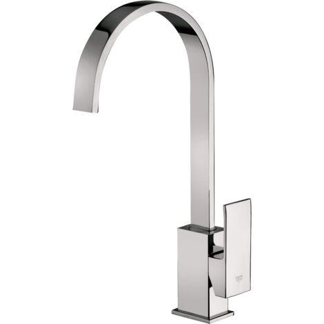 Paffoni – Mitigeur de cuisine monotrou EL880CR – Bec orientable 360° – Laiton chromé – Hauteur 378 mm – Zone de confort 257 mm (1/3)
