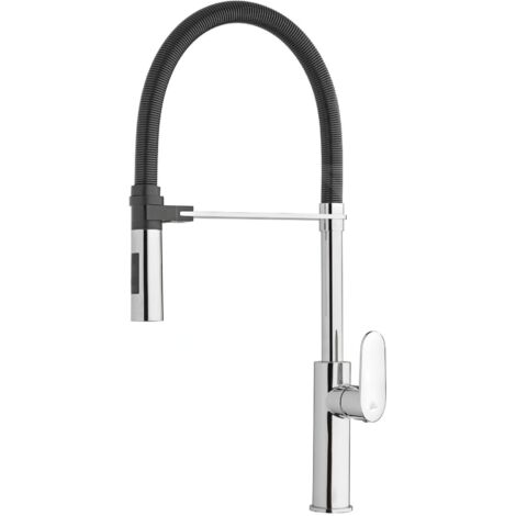 Paffoni Candy série CA179CR mitigeur d'évier avec bec pivotant Laiton - Chrome avec ressort noir mat (1/3)