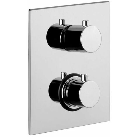 Mitigeur de douche thermostatique encastré, plaque 150x200 mm Acier Looking. Paffoni série Light LIQ518ST/M  Laiton - Steel looking