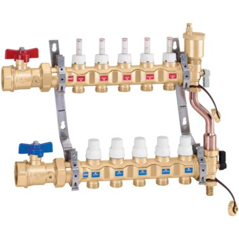 Raccordement au collecteur pré-assemblé 1 1/4 "F, 14 sorties 3/4 "M Caleffi 6687P5S1  1 1/4" F - 14 (1/3)