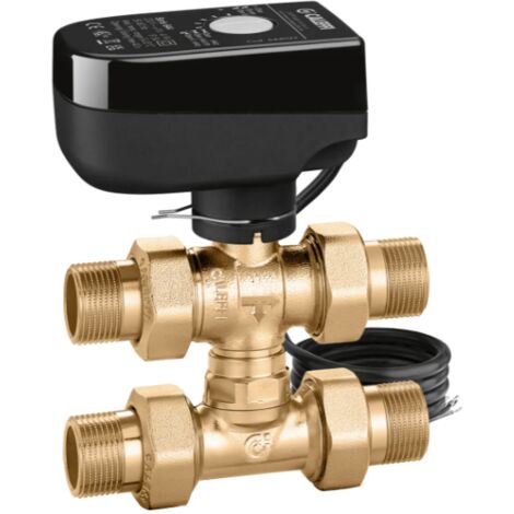 Caleffi – Vanne de zone motorisée à sphère trois voies 644452 – Té télescopique de by-pass 3/4' – Alimentation 230V – Corps laiton pour haute pression
