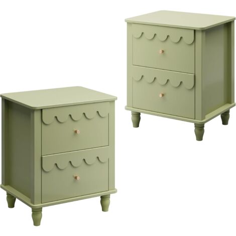 UEV Tables De Chevet 2 Tiroirs – Design Lignes élégant, Pieds Métal, Pour Chambre, Salon, Bureau - 12