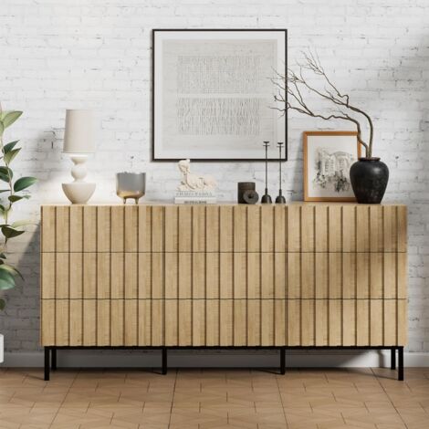 UEV – Commode étroite 9 tiroirs 150 x 34 x 72 cm – Bois MDF et fer – Glissières silencieuses – Ancrages anti-basculement – Grand espace de rangement