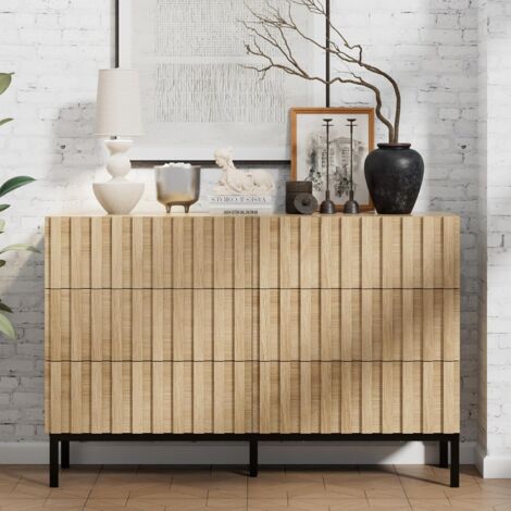UEV – Commode étroite 6 tiroirs 100 cm – Espace de rangement spacieux – Panneaux MDF et pieds métal – Dimensions 100x34,5x73,4 cm