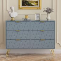 UEV – Commode 6 tiroirs 100 x 34 x 73 cm – Bois et fer – Style scandinave élégant – Tiroirs spacieux 42 x 28 x 10 cm – Capacité 10 kg par tiroir