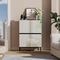 UEV Meuble à 4 Portes 80cm, Armoire avec 4 Compartiments, Meuble de Rangement avec Miroir, Étagère Réglable et Amovible, pour Bureau, Salon, Couloir, 80 x 29 x 115,5 cm, Noir