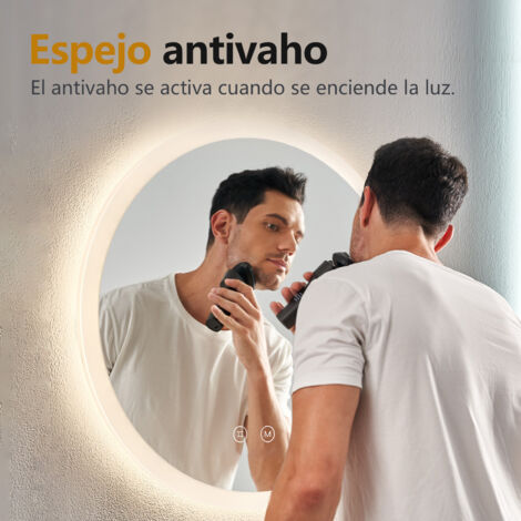 EMKE Espejo de baño redondo LED con interruptor táctil, antivaho, 3 colores, regulable, función memoria, diámetro 50 cm
