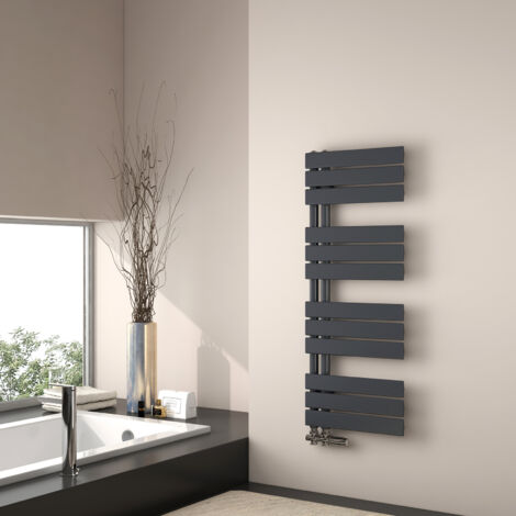 EMKE Calentador de toallas de agua caliente, 1041 x 400 mm - Panel plano antracita