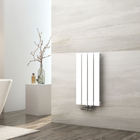 EMKE Radiatore ad acqua calda, radiatore piatto monostrato con attacco centrale, design verticale a parete, bianco 60x30 cm