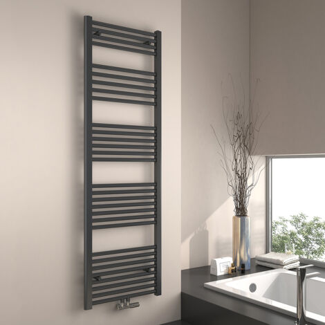 EMKE Scaldasalviette ad acqua calda, Radiatore scaldasalviette con collegamento centralizzato Antracite 160x50cm 654 Watt