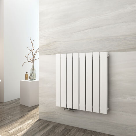 EMKE Radiatore ad acqua calda in acciaio Radiatore a doppio strato Tubo piatto Montaggio a parete Bianco 63x62cm
