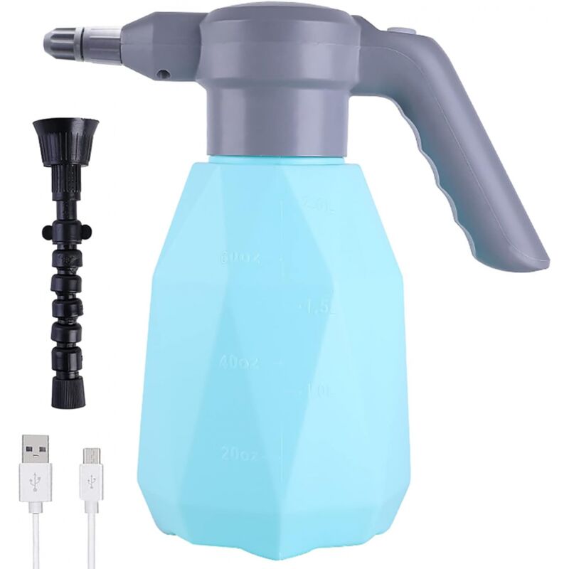 Arrosoir Électrique 2L, Pulvérisateur Électrique pour Plantes de Jardin, Arrosoir Automatique avec Bec Réglable pour Arrosage de Jardin Intérieur Extérieur-Bleu