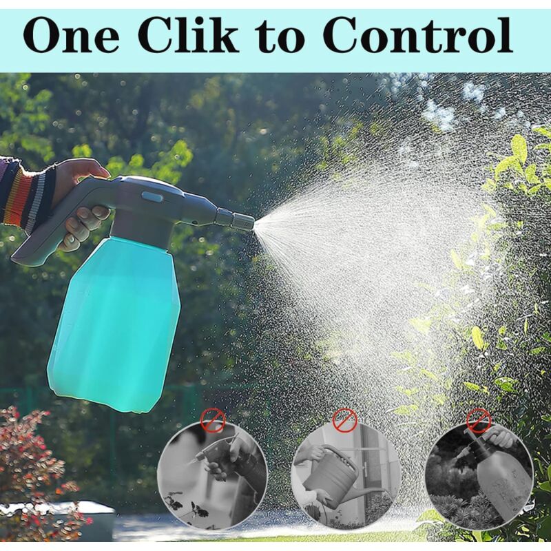 Arrosoir Électrique 2L, Pulvérisateur Électrique pour Plantes de Jardin, Arrosoir Automatique avec Bec Réglable pour Arrosage de Jardin Intérieur Extérieur-Bleu 2