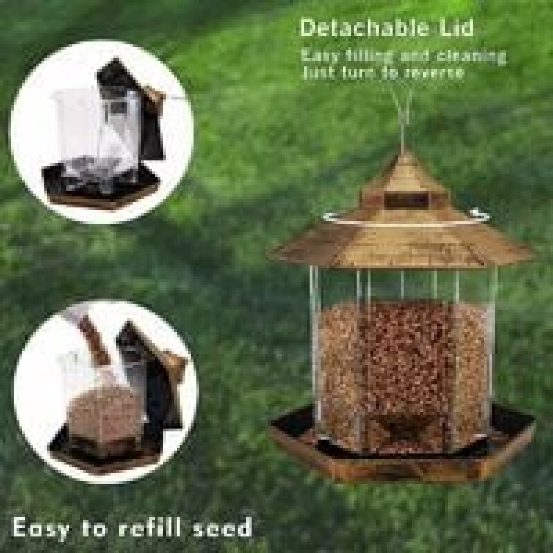 Abreuvoir Oiseaux Transparent - 23,5x23,5x14cm - Mural Ou Suspendu - Jardin, Balcon - PP Et Fer Bain Oiseaux Extérieur PP