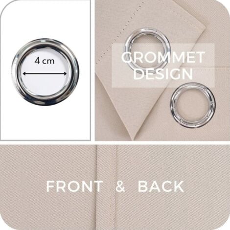 YMYNY Rideau Occultant Thermique Isolant 140x160 cm Rideaux de Petite Fenêtre Courts Beige Intérieurs pour Salon Chambre à Coucher Lot de 2 avec Oeillets