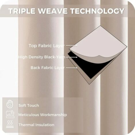 YMYNY Rideau Occultant Thermique Isolant 140x160 cm Rideaux de Petite Fenêtre Courts Beige Intérieurs pour Salon Chambre à Coucher Lot de 2 avec Oeillets