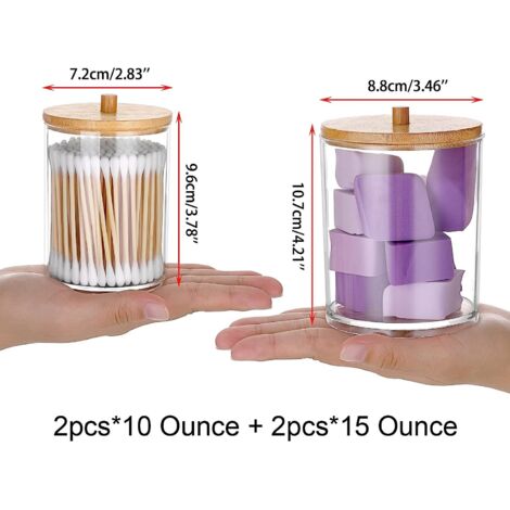 3 Boîtes De Rangement Acrylique Koomuao - Pour Cotons, Maquillage, Cosmétiques - Transparentes