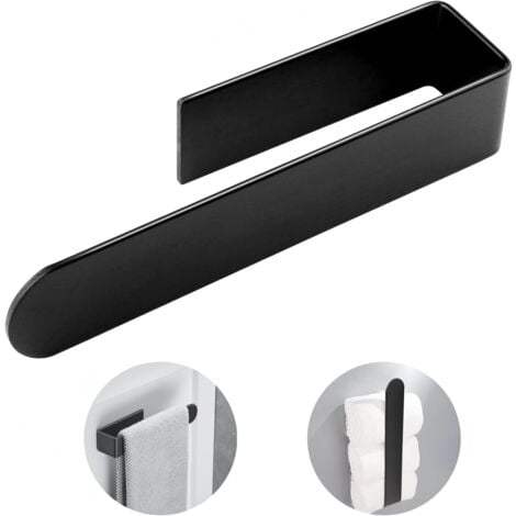 YMYNY Porte Serviette Salle de Bain, Porte-Serviettes Murale Adhesif sans Perçage, Torchon en Acier Inoxydable Autocollant Support pour Cuisine WC (Noir 37 cm)