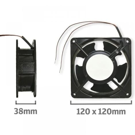 AIPERQ Ventilateur axial pour cassette de cheminée, insérable, haute température, de pales métalliques, silencieux et universel. 120 x 120 x 38 mm