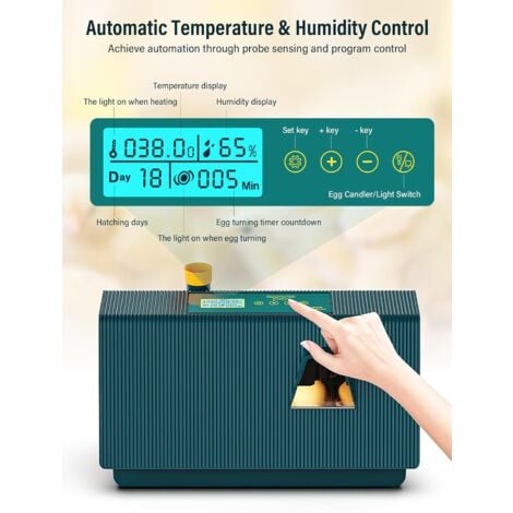 10 Oeufs Couveuse Oeuf Automatique,Incubateur Oeuf,Couveuse Automatique Retourneur d'oeufs automatique,Contrôle de la température et Affichage de l'humidité