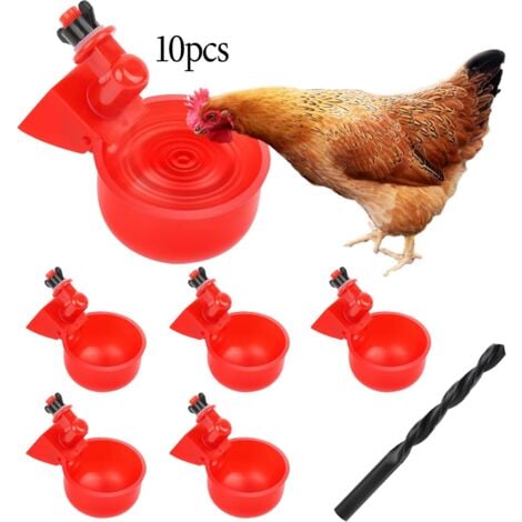 Abreuvoir Poules,DIY 10 PCS Abreuvoir Automatique Kit,Abreuvoir Volaille Automatique avec scie à Trou de pour Tasses pour Poussins Cailles Canards Bird