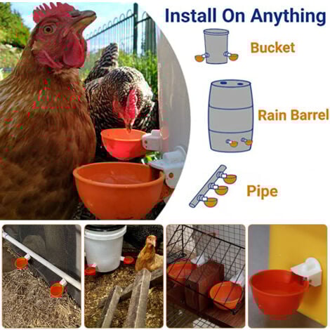 Abreuvoir Poules,DIY 10 PCS Abreuvoir Automatique Kit,Abreuvoir Volaille Automatique avec scie à Trou de pour Tasses pour Poussins Cailles Canards Bird