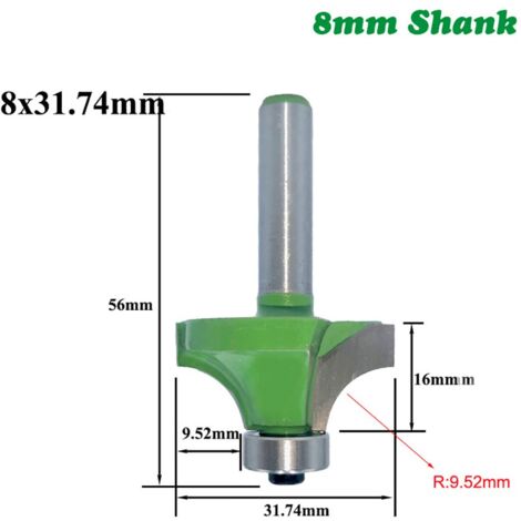Fraise à Fond Rond Bois, 5PCS Router Bits 8mm Tige 12/16/ 19/22/25.4mm Fraise à gorges Carbure