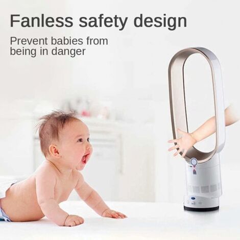 Ventilateur électrique sans pales Air frais 16 pouces ventilateur de tour de sécurité pour enfants refroidisseur d'air de bureau à domicile avec ventilateur télécommandé prise ue or