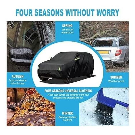 Bâche pour Voiture SUV Impermeable 480 x 175 x 150cm Noir Extérieur