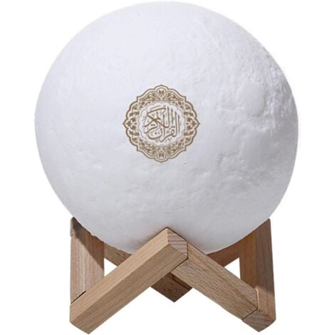 Quran Touch Veilleuse 3D avec LED 7 Couleurs, Haut-Parleur Bluetooth et Télécommande - Petite Lampe Lune