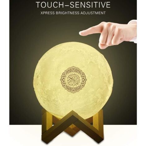 Quran Touch Veilleuse 3D avec LED 7 Couleurs, Haut-Parleur Bluetooth et Télécommande - Petite Lampe Lune