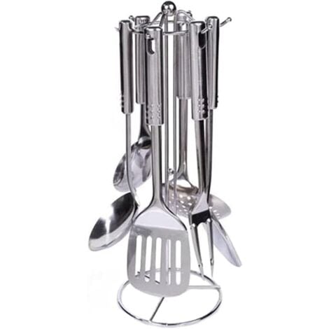 Cuisine Ensemble d'Ustensiles, 7 Pièces Ustensiles de Cuisine, Set d'Ustensiles Cuisine Acier Inoxydable, Lavable au Lave-Vaisselle, Facile à Nettoyer, pour Cuire Toutes Sortes d'Aliments