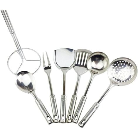 Cuisine Ensemble d'Ustensiles, 7 Pièces Ustensiles de Cuisine, Set d'Ustensiles Cuisine Acier Inoxydable, Lavable au Lave-Vaisselle, Facile à Nettoyer, pour Cuire Toutes Sortes d'Aliments
