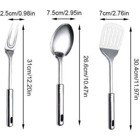 Cuisine Ensemble d'Ustensiles, 7 Pièces Ustensiles de Cuisine, Set d'Ustensiles Cuisine Acier Inoxydable, Lavable au Lave-Vaisselle, Facile à Nettoyer, pour Cuire Toutes Sortes d'Aliments
