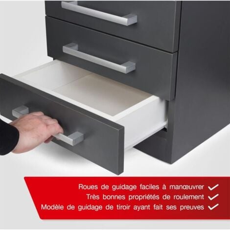 Ulisem Coulisse Tiroir 400 mm - Lot de 2 (1 paire) Rails pour Tiroir Coulissants, en blanc, Système de Glissière à Sortie Partielle - Kit de Tiroir Coulissants à montage facile