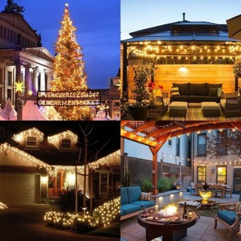 Ulisem Guirlande solaire Jardin,6.5 m 30 boules de cristal étanche Guirlande lumineuse LED, 8 modes d'extérieur Starry lumières Guirlande lumineuse solaire, éclairage décoratif pour maison,festival -