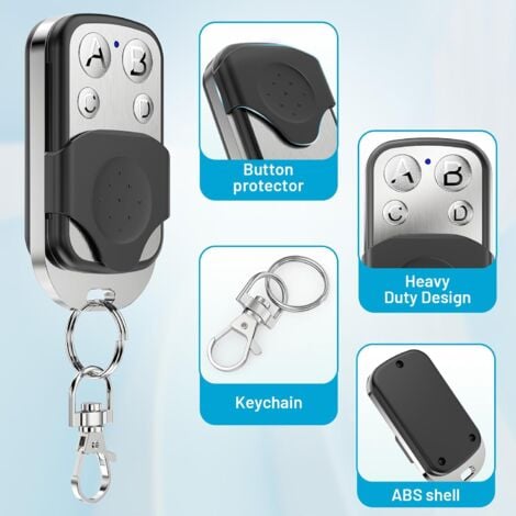 Telecommande Universelle Portail 433.92 MHz, Copie Télécommande Garage sans Fil à 4 Boutons,Telecommande Porte Clés3PCS
