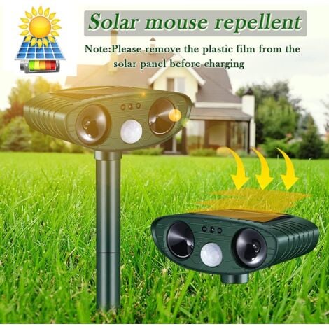 Répulsif solaire pour chat, répulsif ultrasonique pour chat d'extérieur, répulsif ultrasonique pour rongeurs avec détecteur de mouvement, répulsif extérieur pour chats, chiens, souris, ratons laveurs,
