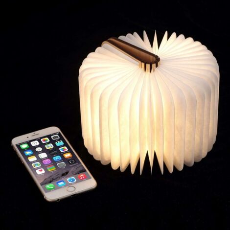 Ulisem LED Livre Lampe en Bois, Livre Lampe Pliante et Magnétique, LED Lampe de Papier Rechargeable par USB, Lumière Décorative avec 1000 mAh Batteries