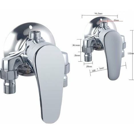 Mitigeur de Douche en Applique pour Chauffe-Eau Solaire Triangulaire.