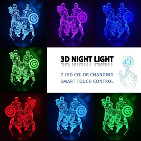 Lampe de nuit Spiderman  Veilleuse LED 3D pour enfants Cadeau de Noël Lampe de bureau Décoration de chambre