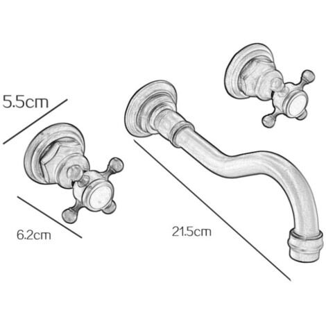 Robinet mitigeur mural pour lavabo de salle de bain 3 trous -couleur antique